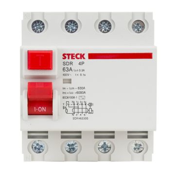 Disjuntor DR Tetrapolar 63A/300MA Steck