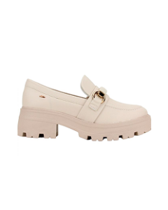 Mocassim feminino casual confort&aacute;vel tratorado com corrente